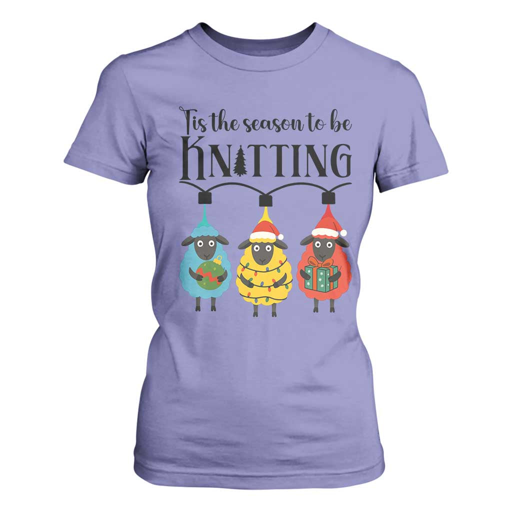 Tis The Season To Be Knitting T Shirt For Women Christmas Gift TS12 Violet Print Your Wear