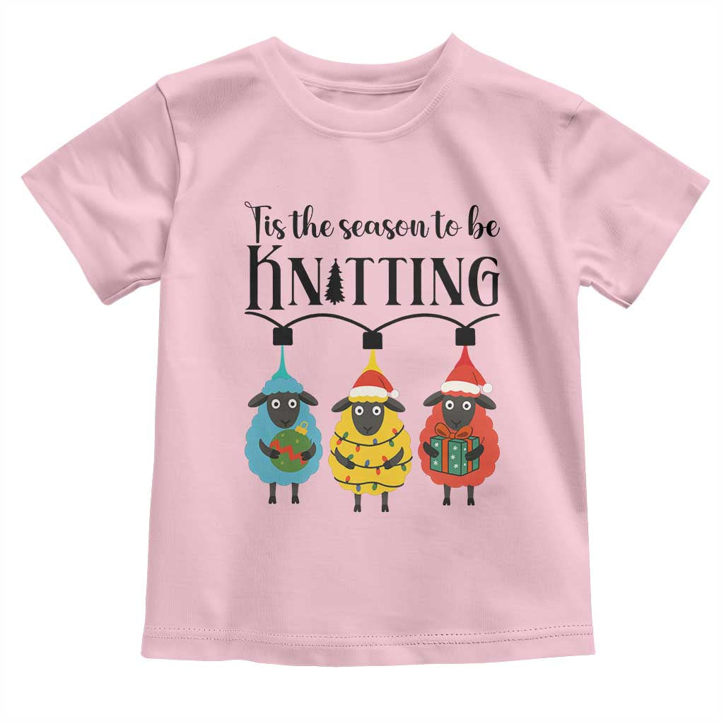 Tis The Season To Be Knitting Toddler T Shirt Christmas Gift TS12 Light Pink Print Your Wear