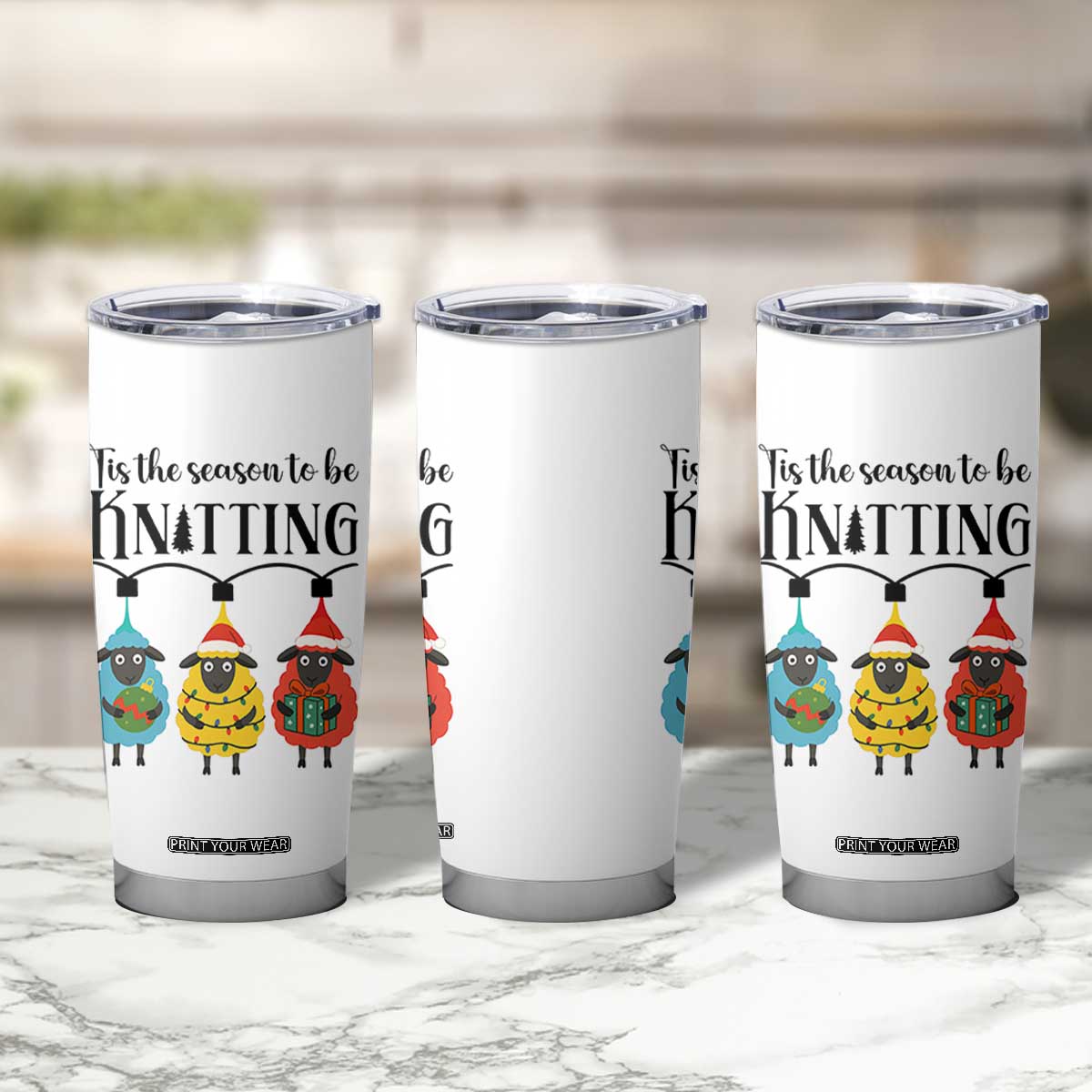 Tis The Season To Be Knitting Tumbler Cup Christmas Gift TS12 Print Your Wear