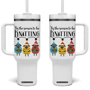 Tis The Season To Be Knitting Tumbler With Handle Christmas Gift TS12 One Size: 40 oz White Print Your Wear