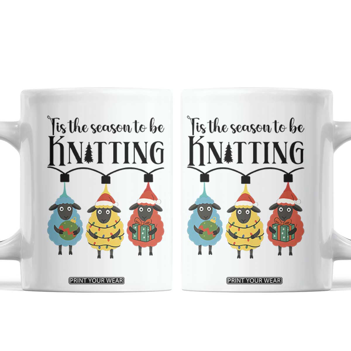Tis The Season To Be Knitting Coffee Mug Christmas Gift TS12 White Print Your Wear