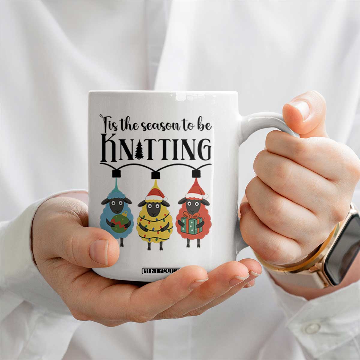 Tis The Season To Be Knitting Coffee Mug Christmas Gift TS12 Print Your Wear