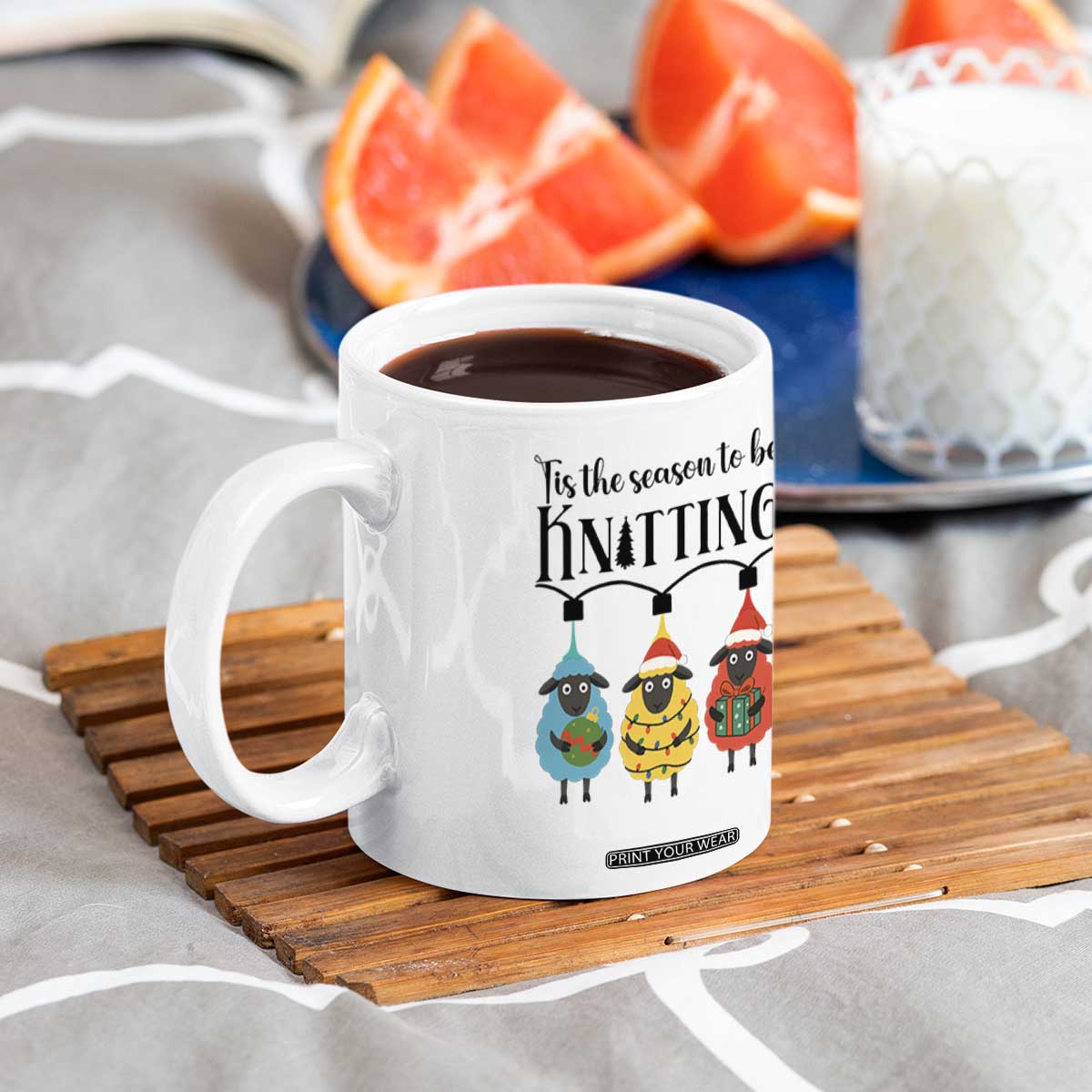 Tis The Season To Be Knitting Coffee Mug Christmas Gift TS12 Print Your Wear