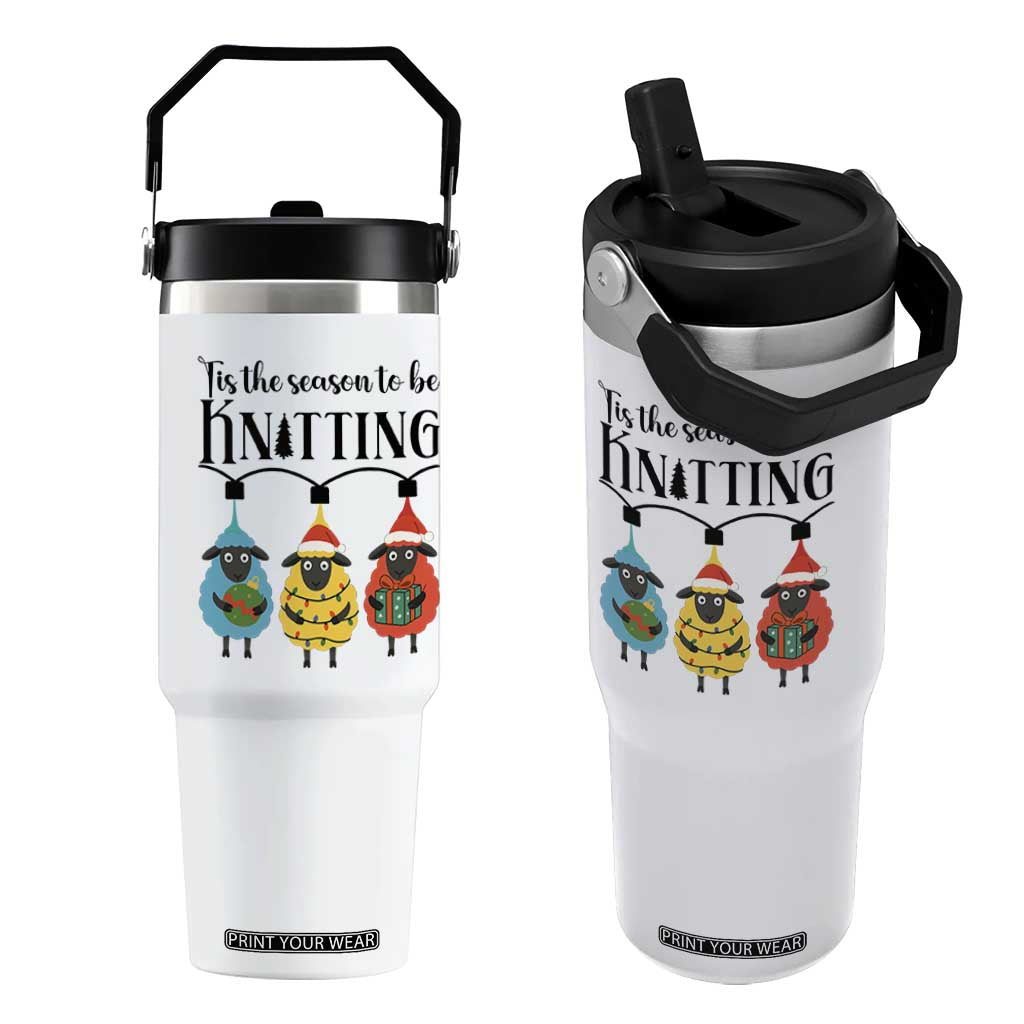Tis The Season To Be Knitting Flip Straw Tumbler Christmas Gift TS12 One Size: 30 oz White Print Your Wear