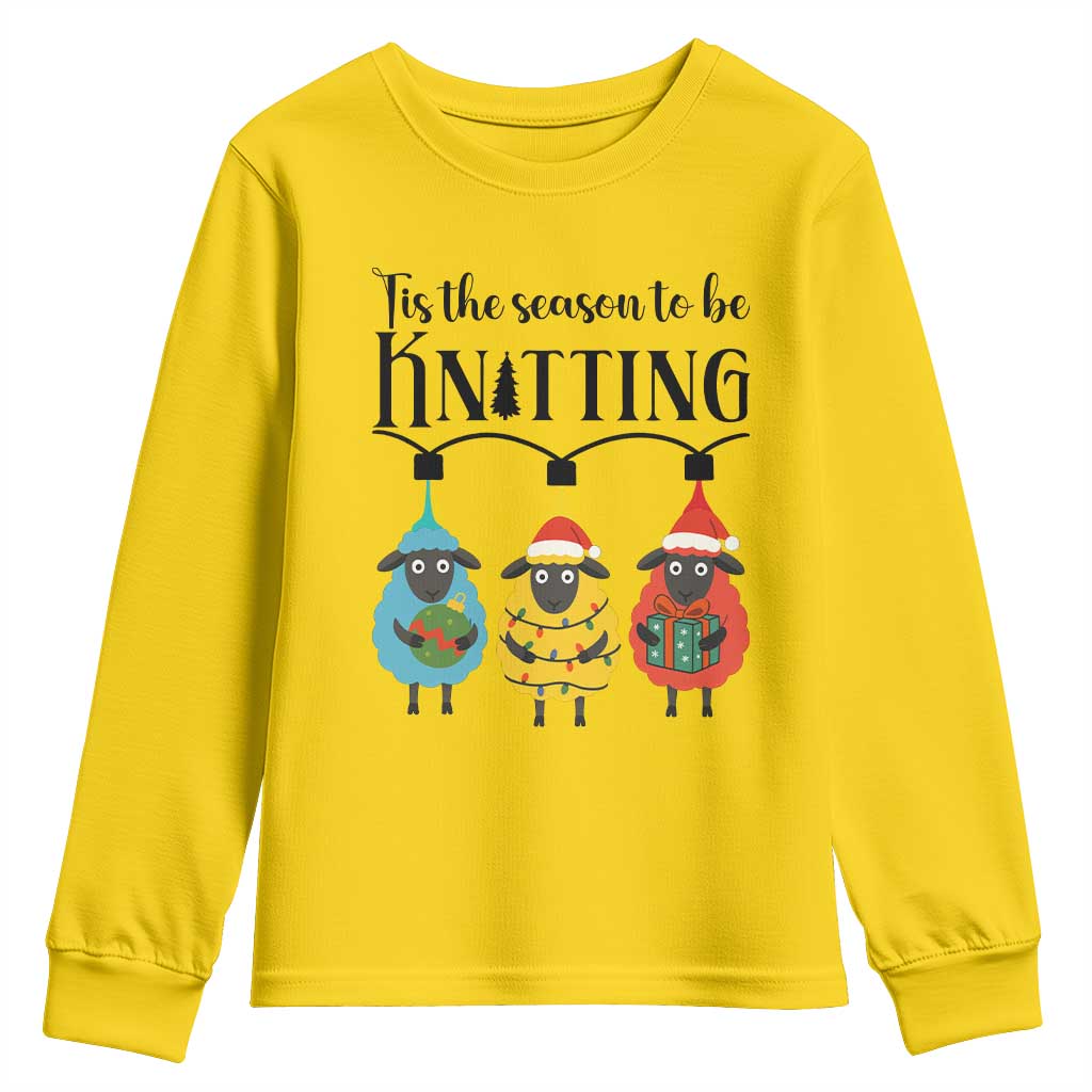 Tis The Season To Be Knitting Youth Sweatshirt Christmas Gift TS12 Daisy Print Your Wear