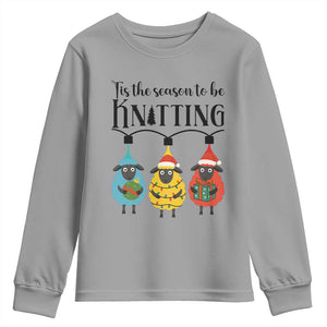 Tis The Season To Be Knitting Youth Sweatshirt Christmas Gift TS12 Sport Gray Print Your Wear