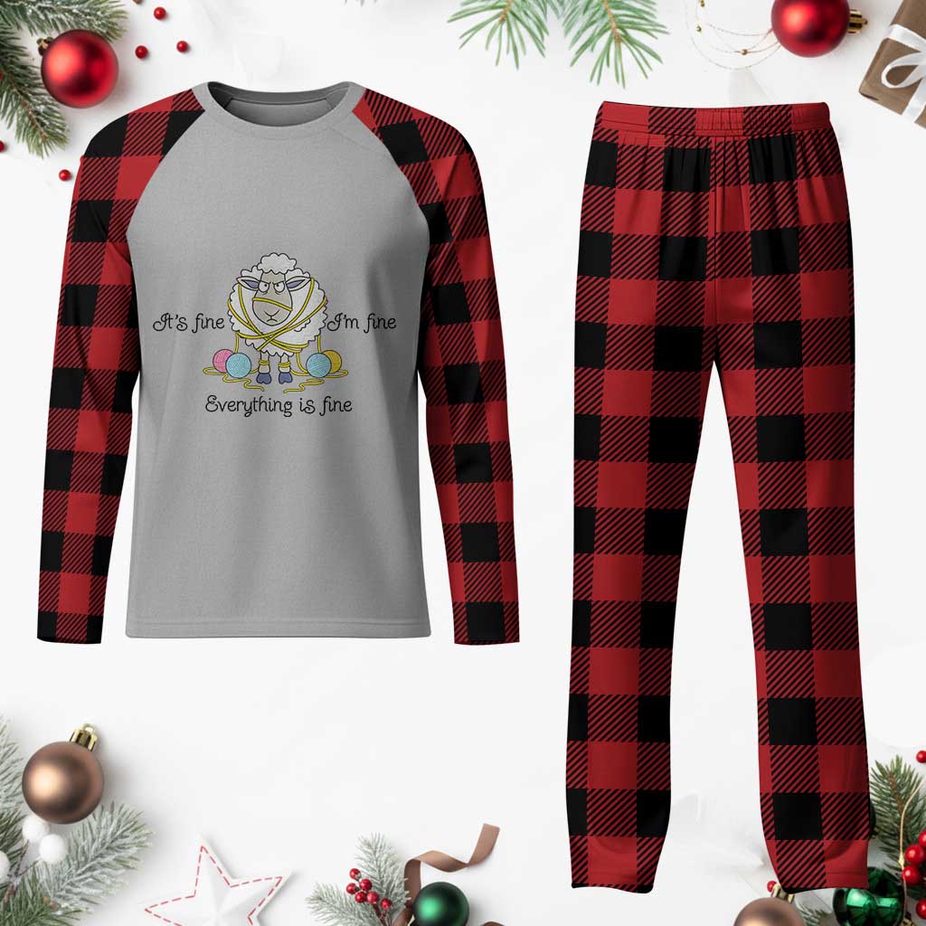 Its Fine I am Fine Everything Is Fine Plaid Pajama Set Funny Sheep Yarn Chaos TS12 Buffalo Plaid Print Your Wear