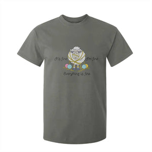 Its Fine I am Fine Everything Is Fine T Shirt For Kid Funny Sheep Yarn Chaos TS12 Military Green Print Your Wear