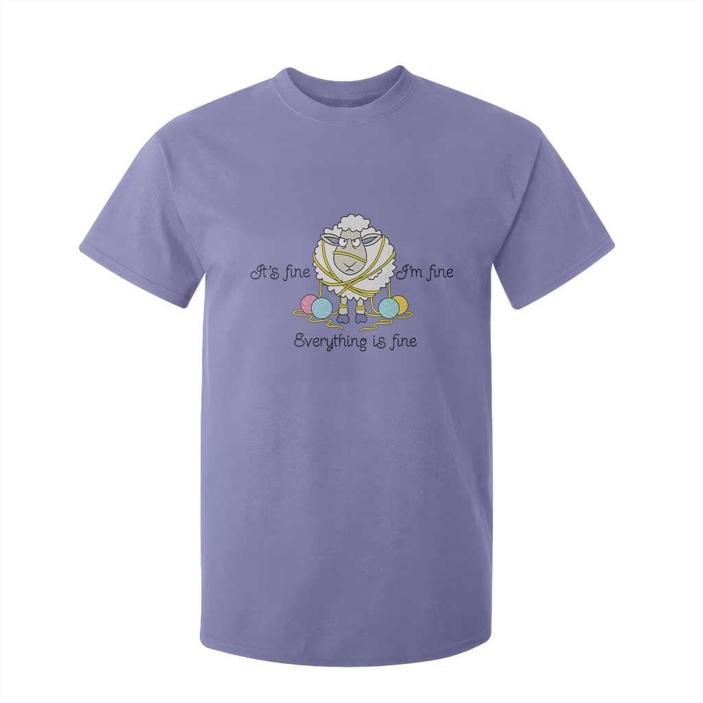 Its Fine I am Fine Everything Is Fine T Shirt For Kid Funny Sheep Yarn Chaos TS12 Violet Print Your Wear