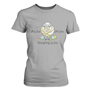 Its Fine I am Fine Everything Is Fine T Shirt For Women Funny Sheep Yarn Chaos TS12 Sport Gray Print Your Wear
