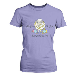 Its Fine I am Fine Everything Is Fine T Shirt For Women Funny Sheep Yarn Chaos TS12 Violet Print Your Wear