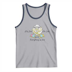 Its Fine I am Fine Everything Is Fine Tank Top Funny Sheep Yarn Chaos TS12 Athletic Heather Navy Print Your Wear
