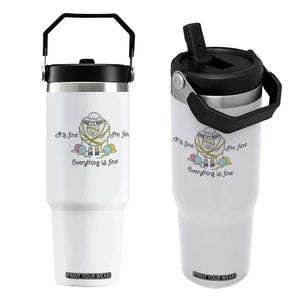 Its Fine I am Fine Everything Is Fine Flip Straw Tumbler Funny Sheep Yarn Chaos TS12 One Size: 30 oz White Print Your Wear