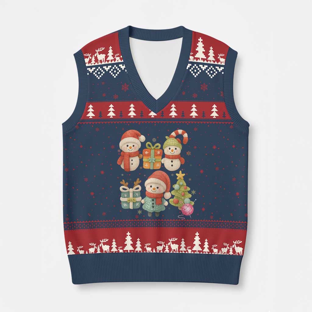 Crochet Xmas V-Neck Knit Sweater Vest Funny Xmas Gift For Crocheter TS12 Navy Red Print Your Wear
