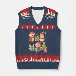 Crochet Xmas V-Neck Knit Sweater Vest Funny Xmas Gift For Crocheter TS12 Navy Red Print Your Wear