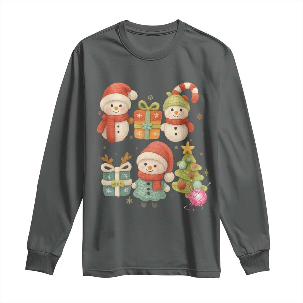 Crochet Christmas Long Sleeve Shirt Funny Xmas Gift For Crocheter TS12 Dark Heather Print Your Wear