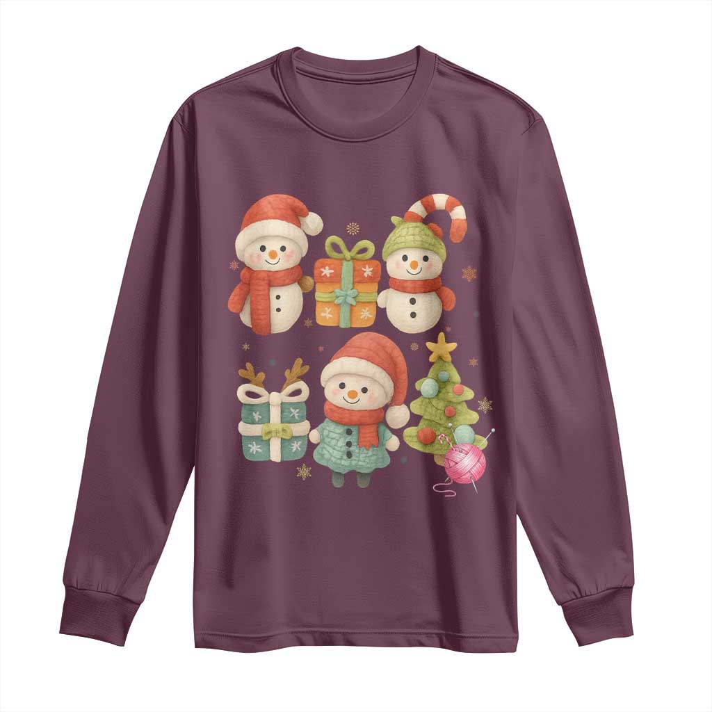 Crochet Christmas Long Sleeve Shirt Funny Xmas Gift For Crocheter TS12 Maroon Print Your Wear