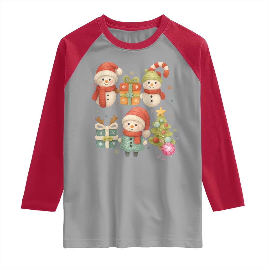 Crochet Christmas Raglan Shirt Funny Xmas Gift For Crocheter TS12 Sport Gray Red Print Your Wear