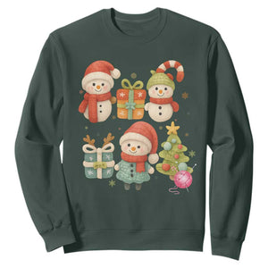 Crochet Christmas Sweatshirt Funny Xmas Gift For Crocheter TS12 Dark Forest Green Print Your Wear
