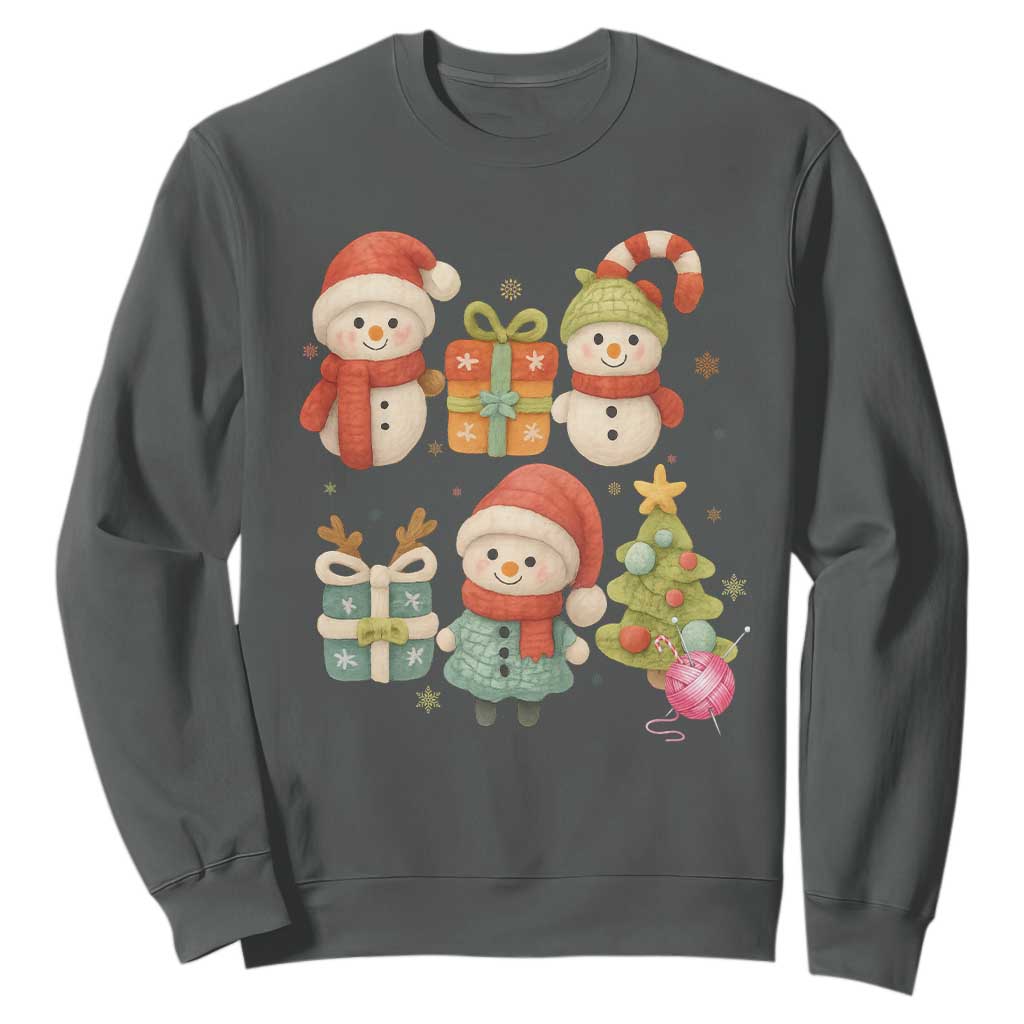 Crochet Christmas Sweatshirt Funny Xmas Gift For Crocheter TS12 Dark Heather Print Your Wear