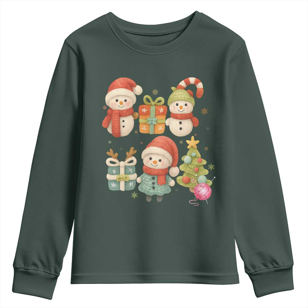 Crochet Christmas Youth Sweatshirt Funny Xmas Gift For Crocheter TS12 Dark Forest Green Print Your Wear