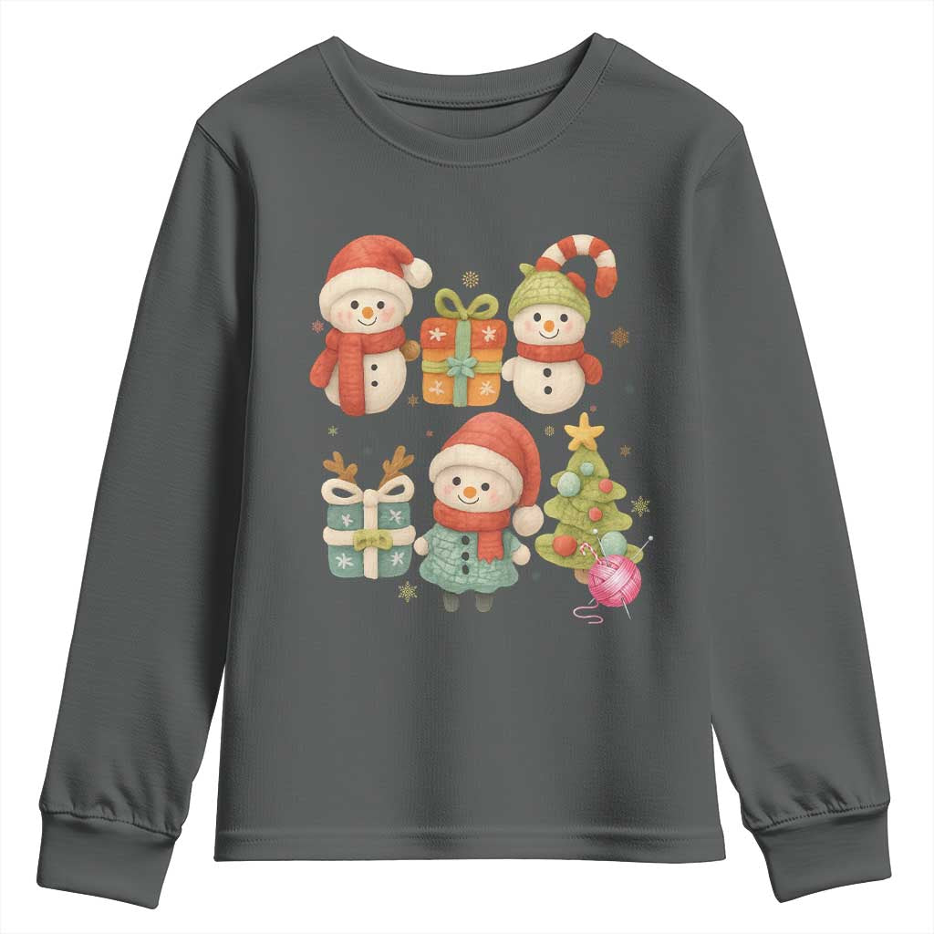 Crochet Christmas Youth Sweatshirt Funny Xmas Gift For Crocheter TS12 Dark Heather Print Your Wear