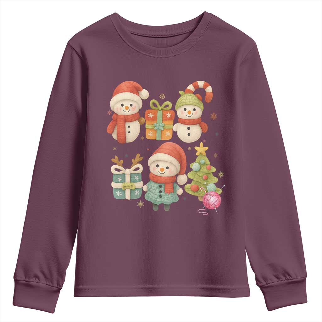 Crochet Christmas Youth Sweatshirt Funny Xmas Gift For Crocheter TS12 Maroon Print Your Wear