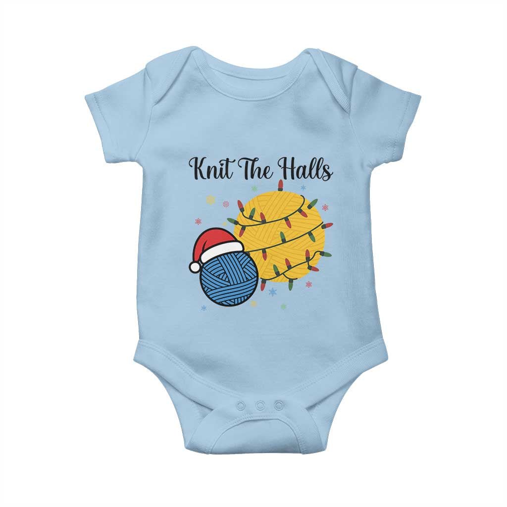 Knit The Halls Baby Onesie Funny Knitters Christmas Gift TS12 Light Blue Print Your Wear