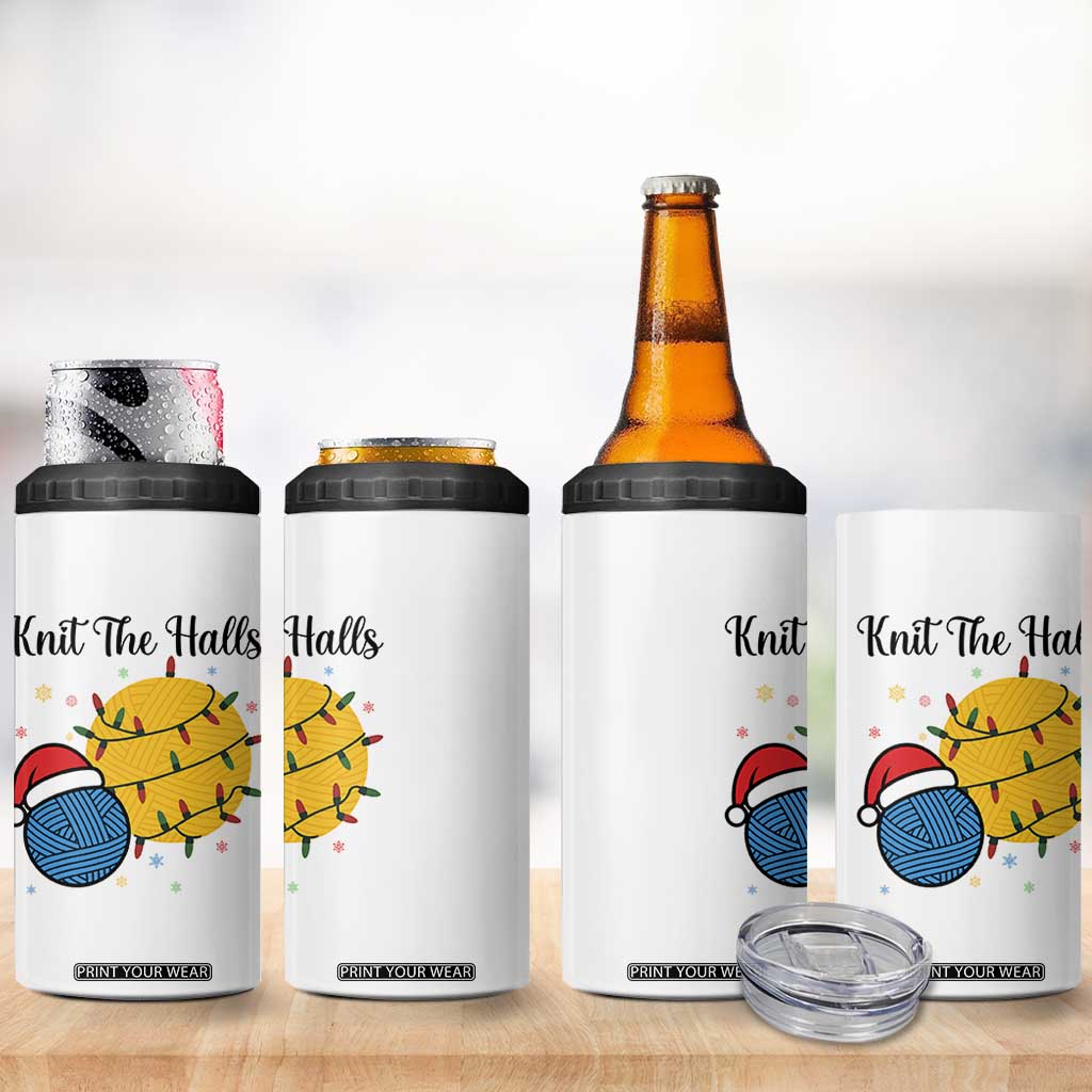 Knit The Halls 4 in 1 Can Cooler Tumbler Funny Knitters Christmas Gift TS12 Print Your Wear
