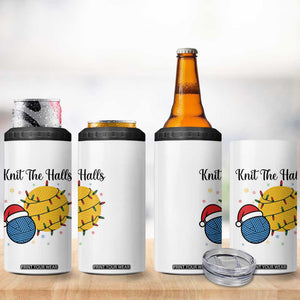 Knit The Halls 4 in 1 Can Cooler Tumbler Funny Knitters Christmas Gift TS12 Print Your Wear