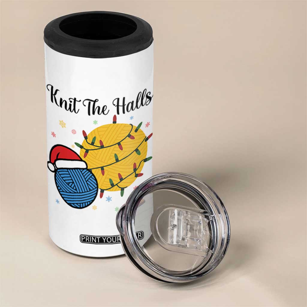Knit The Halls 4 in 1 Can Cooler Tumbler Funny Knitters Christmas Gift TS12 Print Your Wear