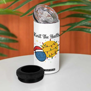 Knit The Halls 4 in 1 Can Cooler Tumbler Funny Knitters Christmas Gift TS12 Print Your Wear