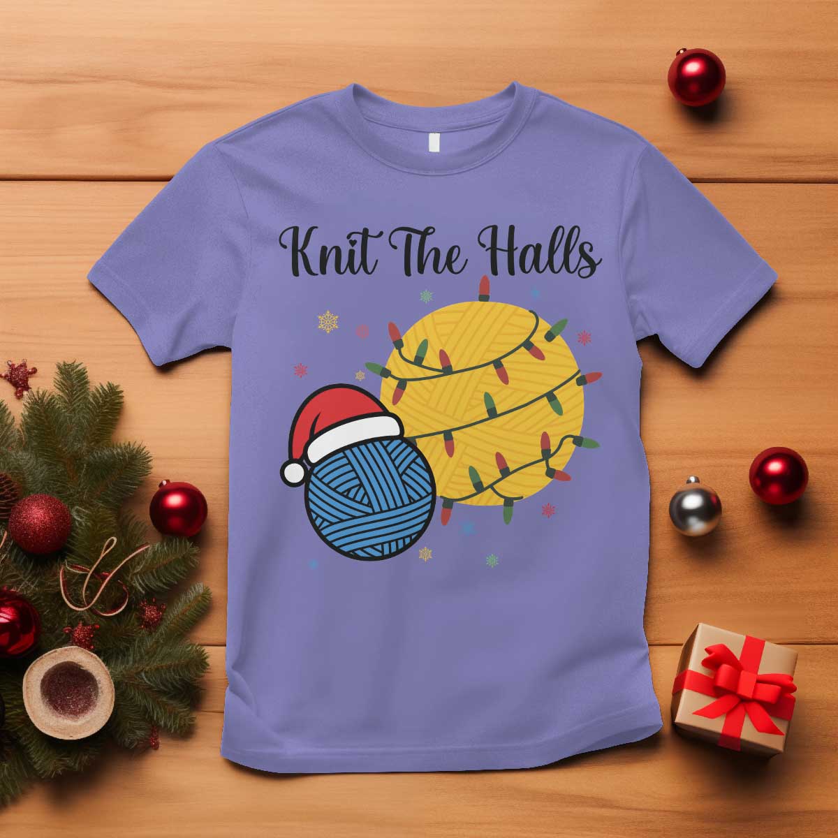 Knit The Halls T Shirt Funny Knitters Christmas Gift TS12 Violet Print Your Wear