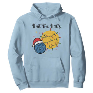 Knit The Halls Hoodie Funny Knitters Christmas Gift TS12 Light Blue Print Your Wear