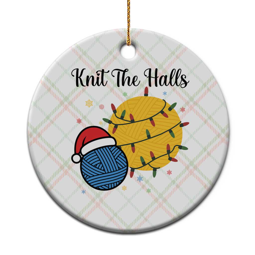 Knit The Halls Ceramic Ornament Funny Knitters Xmas Gift TS12 1pc Christmas Plaid Print Your Wear