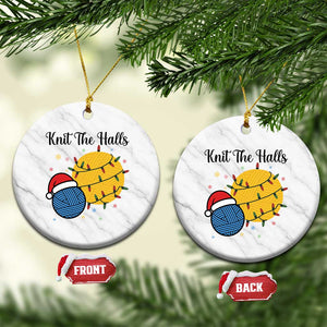 Knit The Halls Ceramic Ornament Funny Knitters Xmas Gift TS12 1pc White Marble Print Your Wear