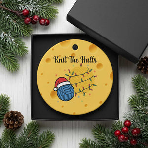 Knit The Halls Ceramic Ornament Funny Knitters Xmas Gift TS12 1pc Yellow Cheese Print Your Wear