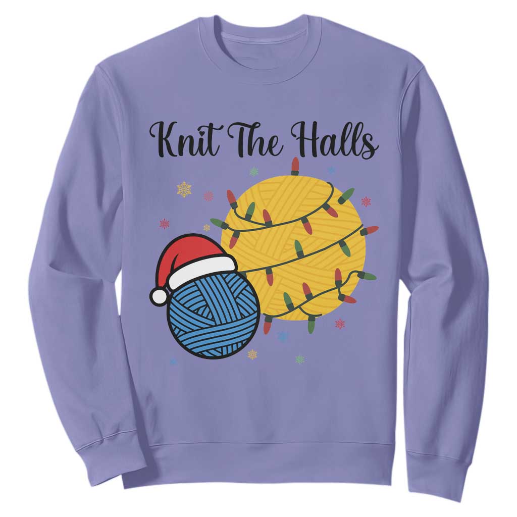 Knit The Halls Sweatshirt Funny Knitters Christmas Gift TS12 Violet Print Your Wear