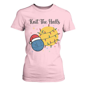Knit The Halls T Shirt For Women Funny Knitters Christmas Gift TS12 Light Pink Print Your Wear