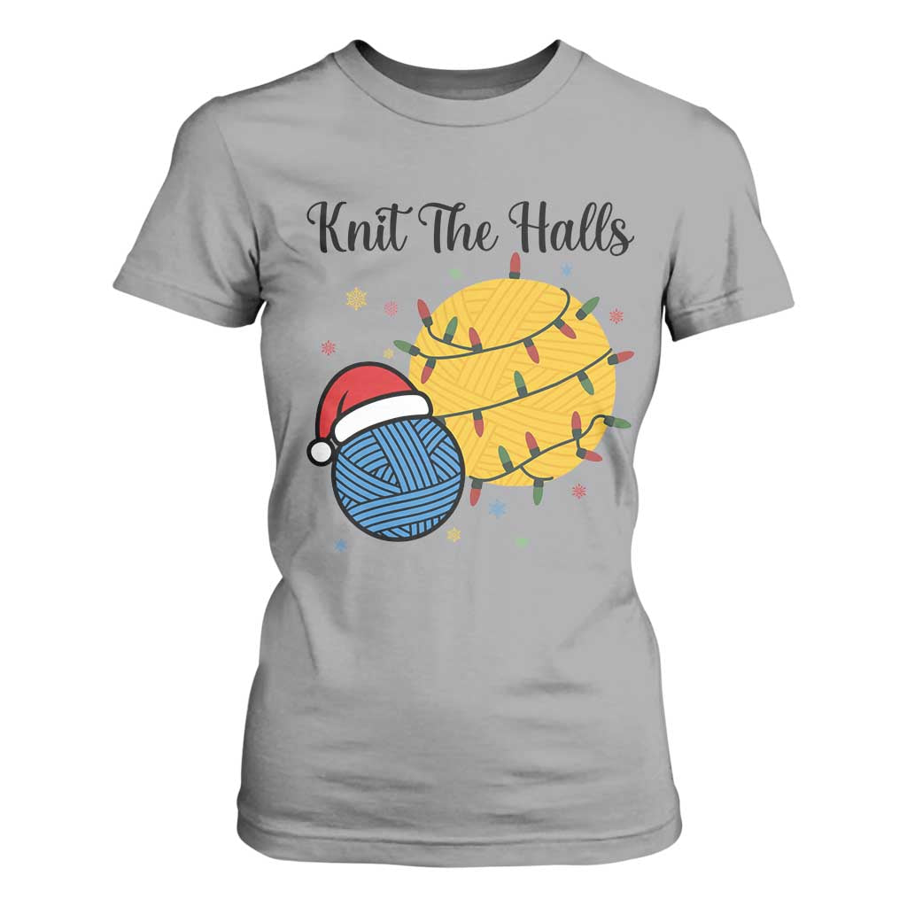Knit The Halls T Shirt For Women Funny Knitters Christmas Gift TS12 Sport Gray Print Your Wear