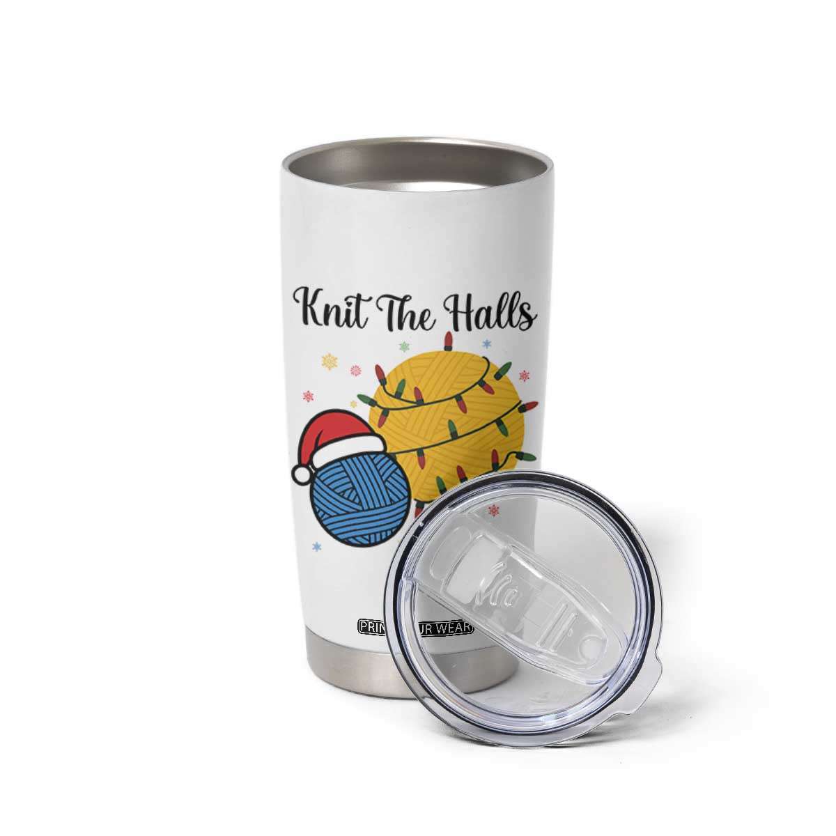 Knit The Halls Tumbler Cup Funny Knitters Christmas Gift TS12 Print Your Wear