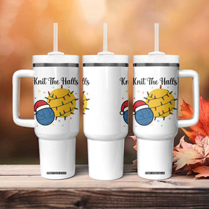Knit The Halls Tumbler With Handle Funny Knitters Christmas Gift TS12 Print Your Wear