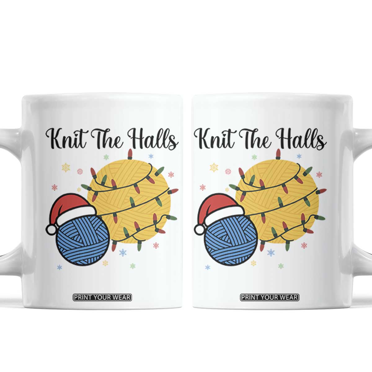 Knit The Halls Coffee Mug Funny Knitters Christmas Gift TS12 White Print Your Wear