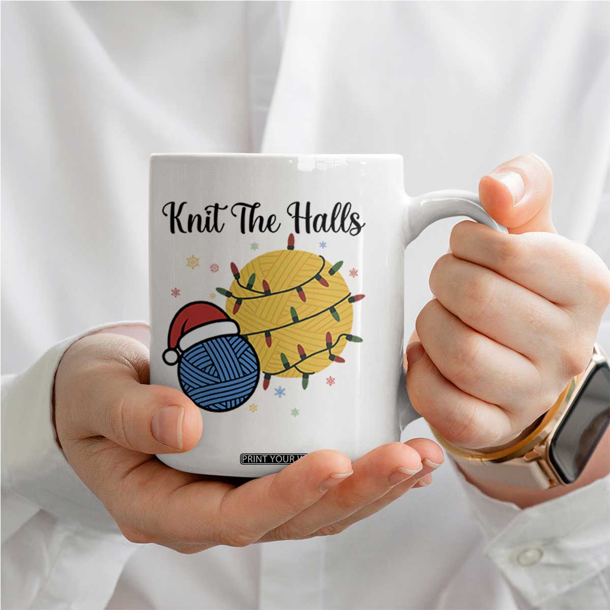 Knit The Halls Coffee Mug Funny Knitters Christmas Gift TS12 Print Your Wear