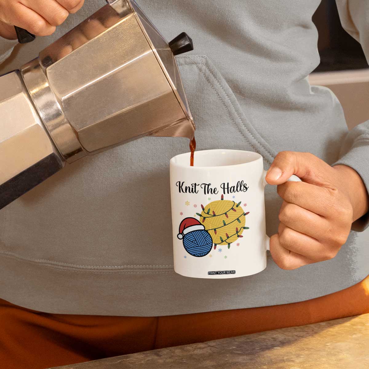 Knit The Halls Coffee Mug Funny Knitters Christmas Gift TS12 Print Your Wear