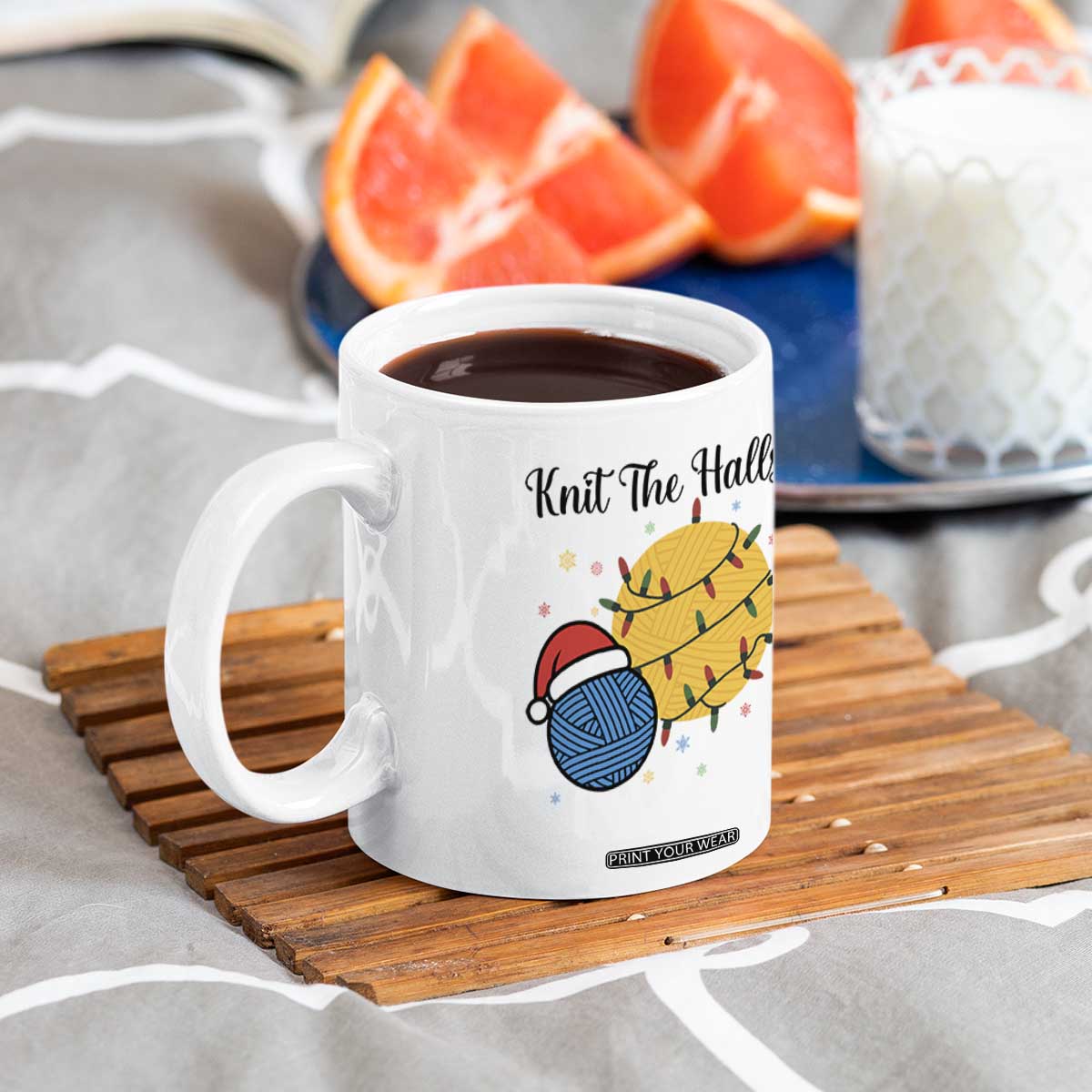 Knit The Halls Coffee Mug Funny Knitters Christmas Gift TS12 Print Your Wear