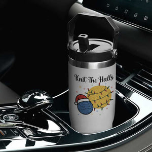 Knit The Halls Flip Straw Tumbler Funny Knitters Christmas Gift TS12 Print Your Wear