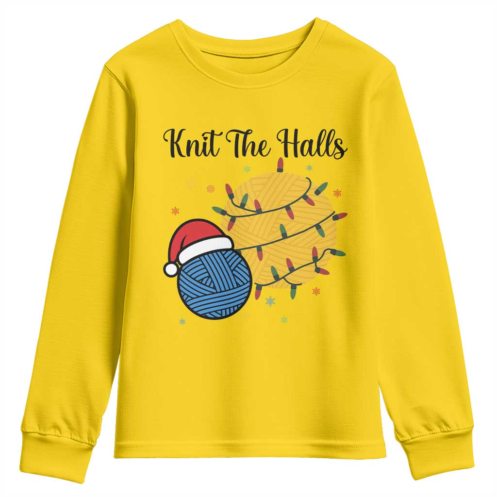 Knit The Halls Youth Sweatshirt Funny Knitters Christmas Gift TS12 Daisy Print Your Wear
