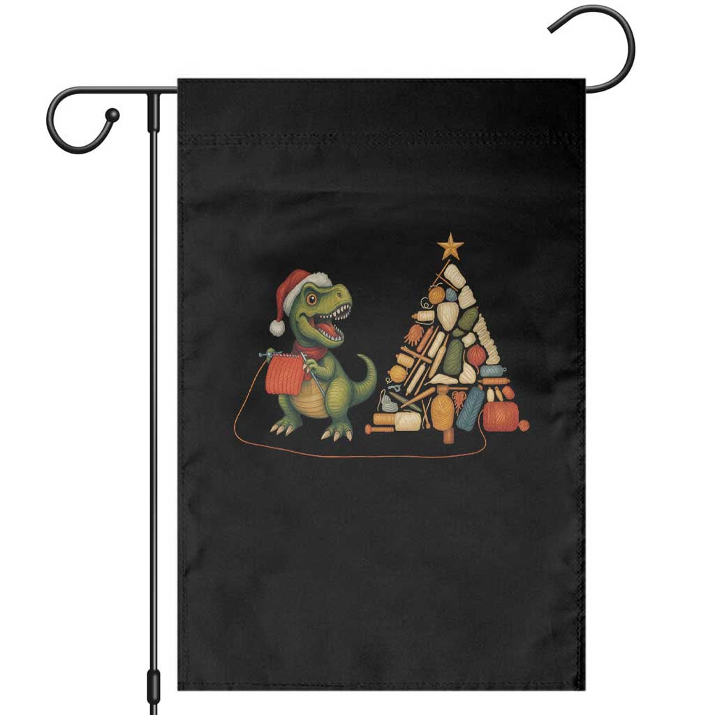 Christmas Dinosaur Knitting Garden Flag Funny Yarn Tree Gift TS12 Black Print Your Wear