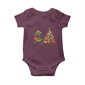 Christmas Dinosaur Knitting Baby Onesie Funny Yarn Tree Gift TS12 Maroon Print Your Wear